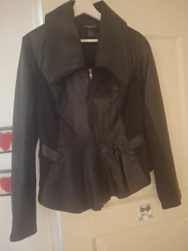Chaqueta biker moderna de algodón y cuero sintético talla 42