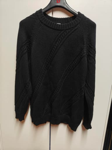 Suéter negro de lana merino para mujer Rcollection talla L
