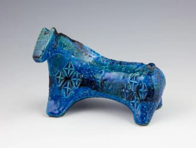 Rimini Blu horse sculpture by Aldo Londi, Bitossi, 1970s Italy