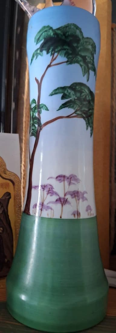 Hermoso jarrón Jugend pintado a mano con motivo de paisaje, numerado 219
