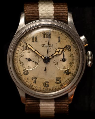 Lemania Monopusher Chronograph aus den 1930er Jahren