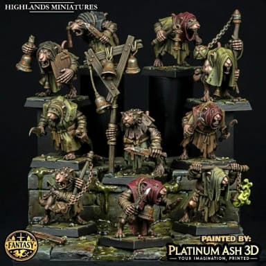 Miniatura de resina Vermin Acolytes - rata cultista para D&D 28/32 mm