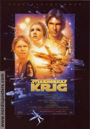 Vintage Star Wars -elokuvajuliste Mark Hamillilla ja Harrison Fordilla