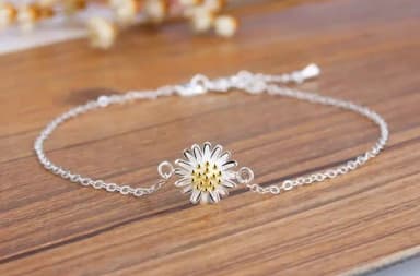 Sterlingsilber 925S goldplattiertes Armband mit Gänseblümchen