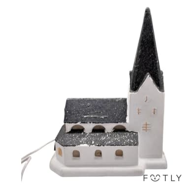 Lámpara iglesia cerámica caja de música decoración navideña