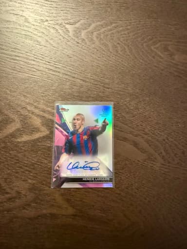 Cromo de fútbol Henke Larsson Topps Finest Barcelona en venta