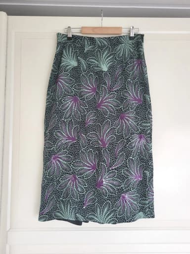 Dries Van Noten green and purple viscose skirt size 40 in excellent condition