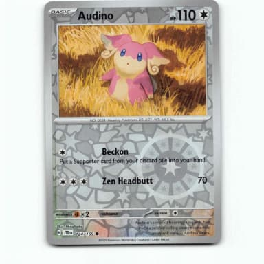 Audino 124 Reverse Holo Pokémon card from Journey Together set