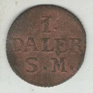 Karl XII hopearaha vuodelta 1715, arvo 1 Daler