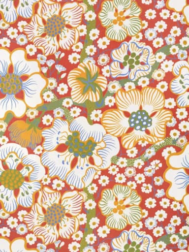 Papel pintado rojo con flor de fuego de Josef Frank, 100 cm
