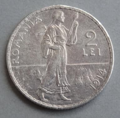 Romania 2 Lei coin from 1914