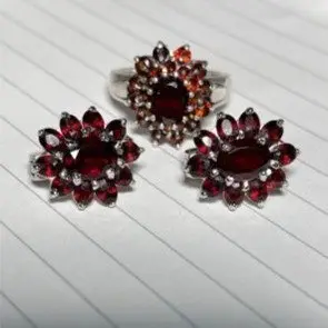Sterling silver set with genuine garnets stamped 925