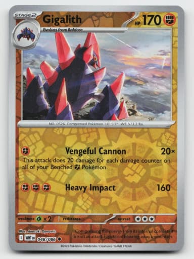 Gigalith 048/086 Reverse Holo White Flare Uncommon Karte