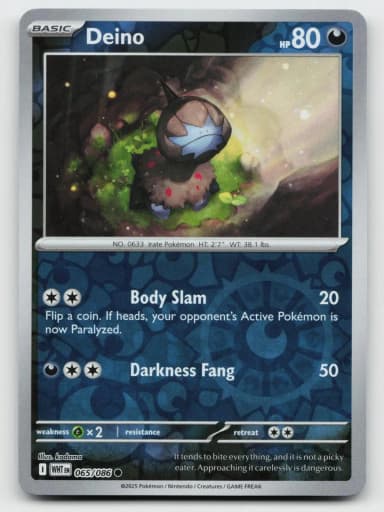 Deino 065/086 Reverse Holo White Flare Common Karte