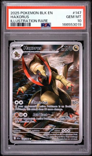 Haxorus 147/086 PSA 10 harvinainen kuvituskortti Ruotsista
