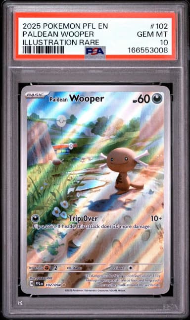 Harvinainen Paldean Wooper 102/094 PSA 10 -kortti