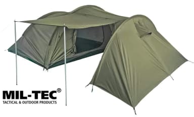 Tienda Mil-Tec para 4 personas estilo militar con espacio de almacenamiento sepa
