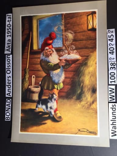 Vintage Papiertapete Tomte-Katt-gröt von Anders Olsson aus den 1950er Jahren