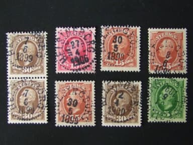 Auction for Oscar II F 52, 54, 55, 58 Helsingborg SK stamps