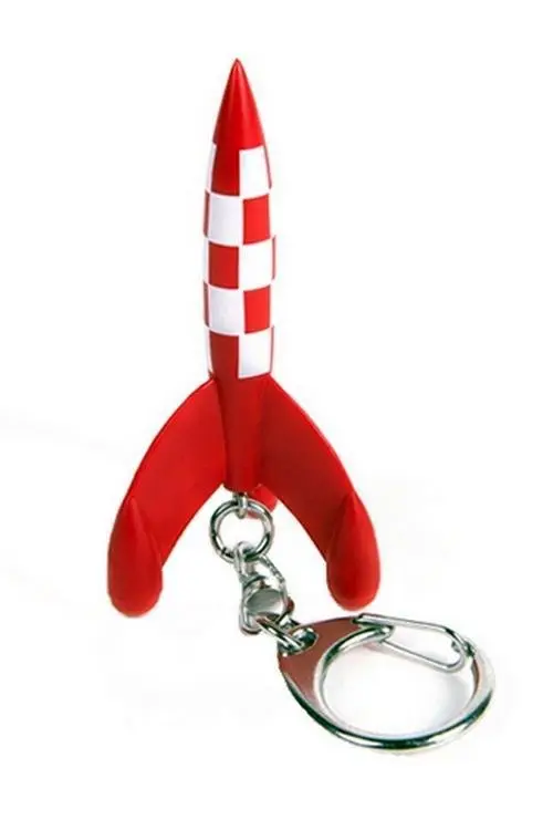 Tintin plastic keychain with classic rocket design