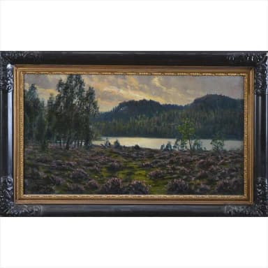 Peter Adolf Persson oil painting of heather-covered fields