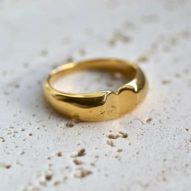 Stainless steel heart ring with 18K gold plating