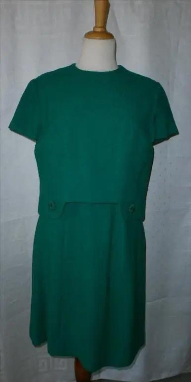 Vintage grün Wollkleid aus den 60er Jahren, Größe ca. 40
