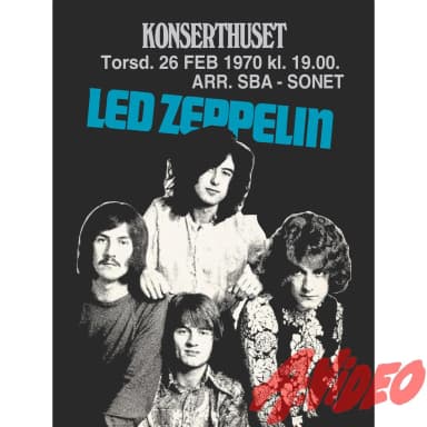Vintage Led Zeppelin -konserttijuliste vuodelta 1970, 30x40 cm