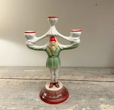 Portavelas vintage tomte con brazos dobles