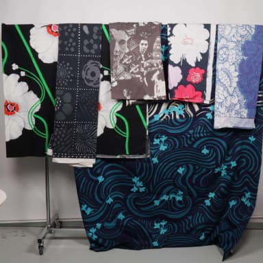 Marimekko Maija Isola Fujiwo Ishimoto värikkäät kangaspalat