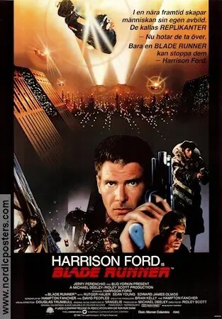 Póster de la película Blade Runner (1982) con Harrison Ford y Sean Young