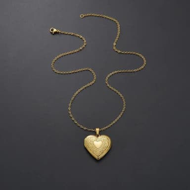 Collar único de corazón de 50 cm con cadena de acero chapado en oro