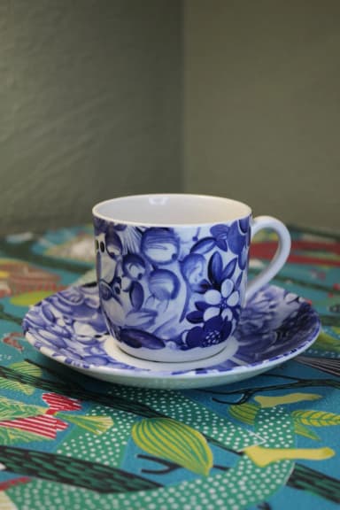 Taza y platillo Gefle/Upsala Ekeby 'Blå Blomster'