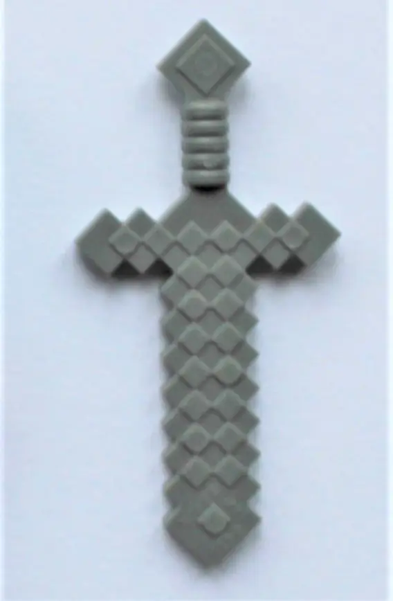 Uusi Minecraft LEGO-miekka tumman kiviharmaana