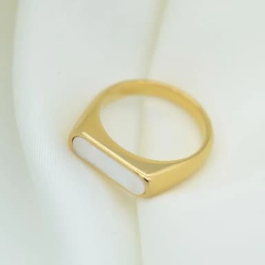 Mother of pearl minimalist white ring