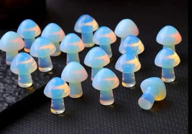 White polished moonstone mushroom for healing and decoration
