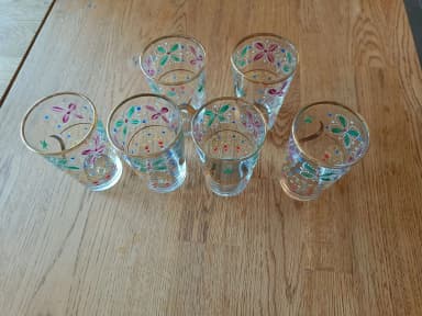 Set mit 6 marokkanischen Teegläsern aus Glas