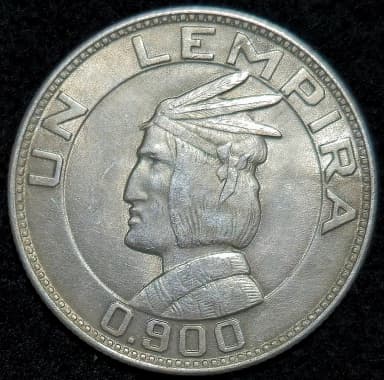 Honduras 1 Lempira 1933 harvinainen hopearaha UNC-kunnossa