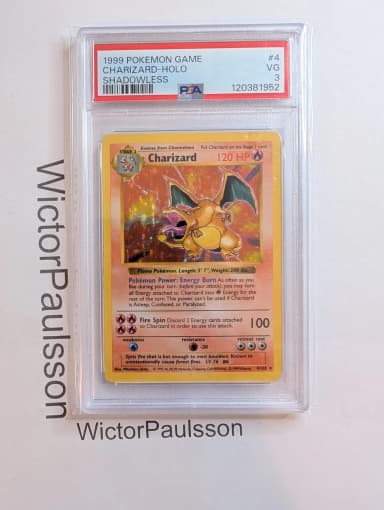 PSA 3 Charizard Shadowless Holo Basis Set Pokémon-Karte 4/102