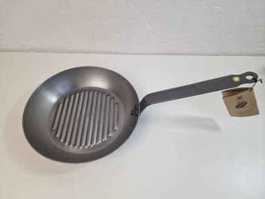 Sartén de grill De Buyer Lyonnaise de 26 cm en acero al carbono con acabado mine