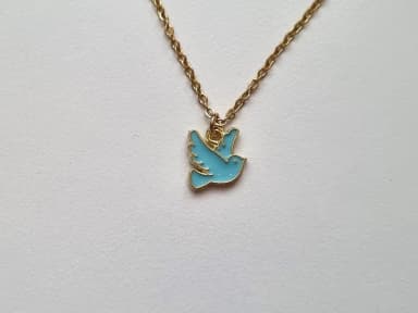 Blue bird necklace available
