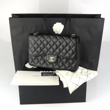 Bolso Chanel Jumbo Caviar Double Flap con caja y funda protectora