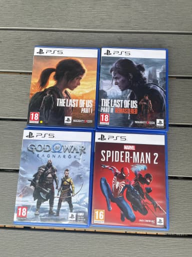 PS5 Spielpaket mit Spider-Man 2, The Last of Us 1 & 2, God of War Ragnarök
