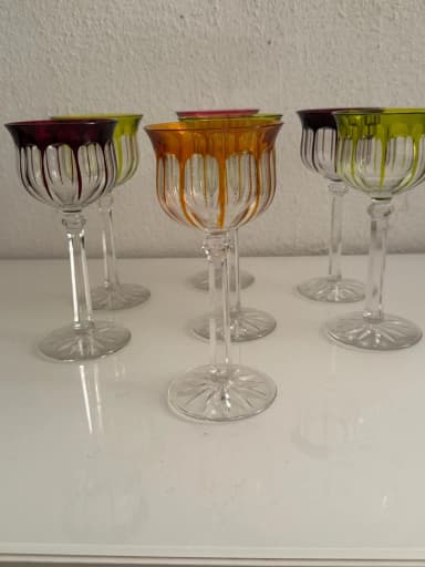 Juego de copas de vino de cristal antiguo Lambert