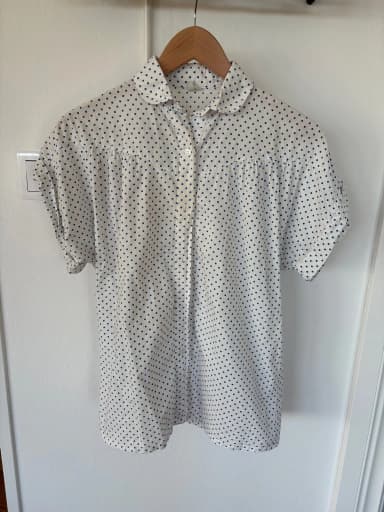 POM weiße gepunktete Bluse Größe 40 für Sommer und Herbst