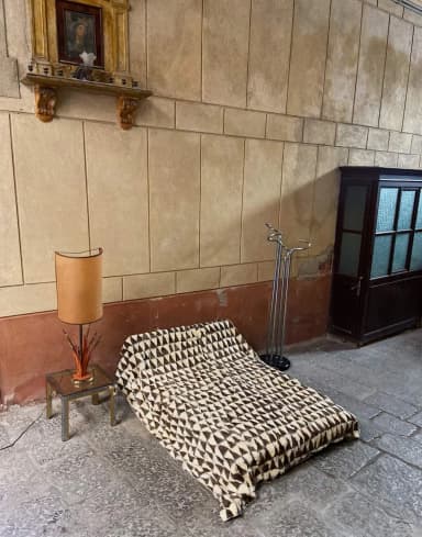 Italialainen vintage-patchwork-päiväpeitto 60-70-luvuilta