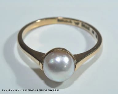 18K gold ring with 7 mm pearl, size 17.5 mm, 2.7 grams