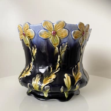 Antikes Majolika-Blumenkübel-Außenfutter