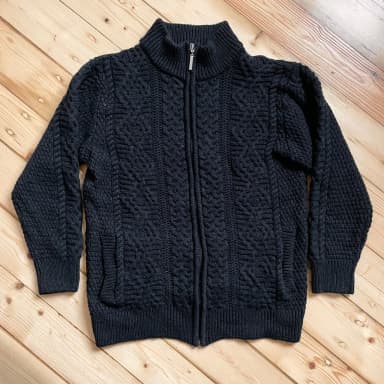 Original Aran Co Herrenjacke aus 100% Merinowolle Gr. M schwarz