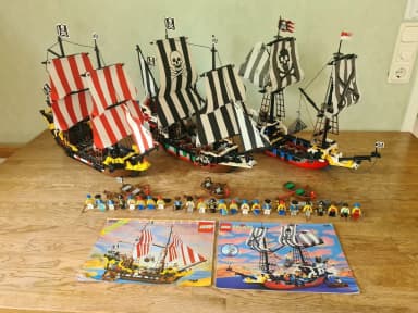 Sets completos LEGO Pirates 6285, 6286 y 6289 con barcos